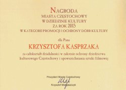 Wręczenie nagrody Miasta Częstochowy